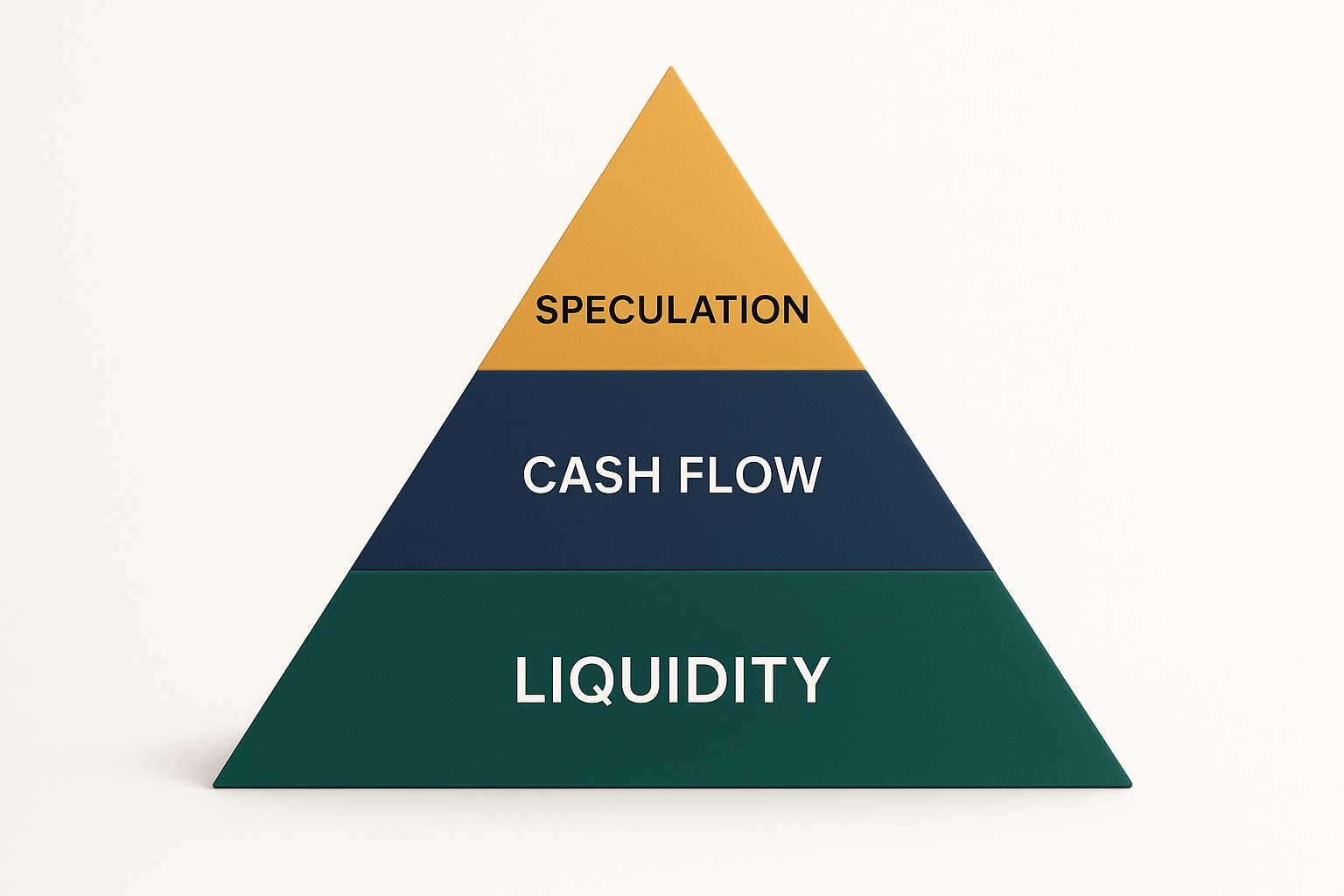 Wealth Pyramid showing Liquidity foundation, Cash Flow growth, and Speculation opportunity layers